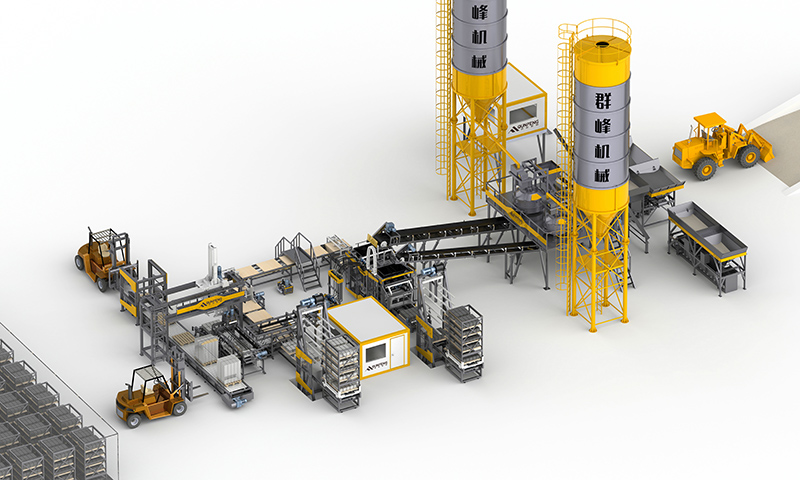 Línea de producción de bloques completamente automática con estante de curado